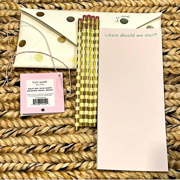 Kate Spade NWT Gold Dot with Script Envelope Pencil Pouch - Picture 5 of 7